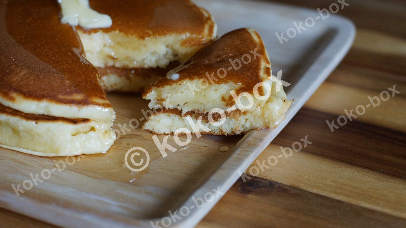 ホットケーキの断面写真 横位置 写真素材