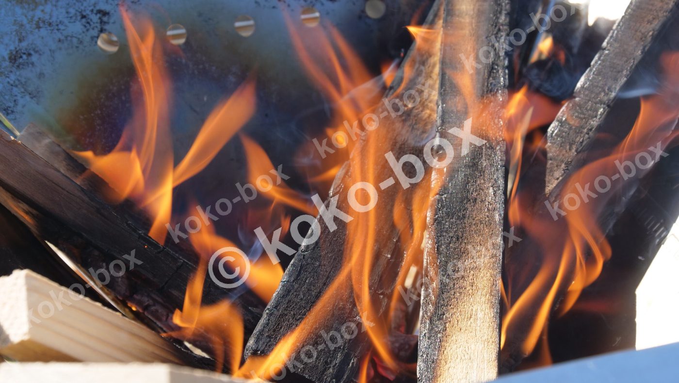 炎が燃える焚火のキャンプ写真素材2