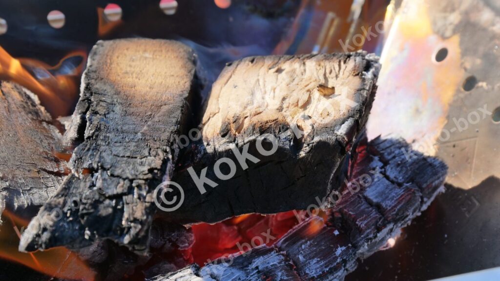 炎が燃える焚火のキャンプ写真素材3