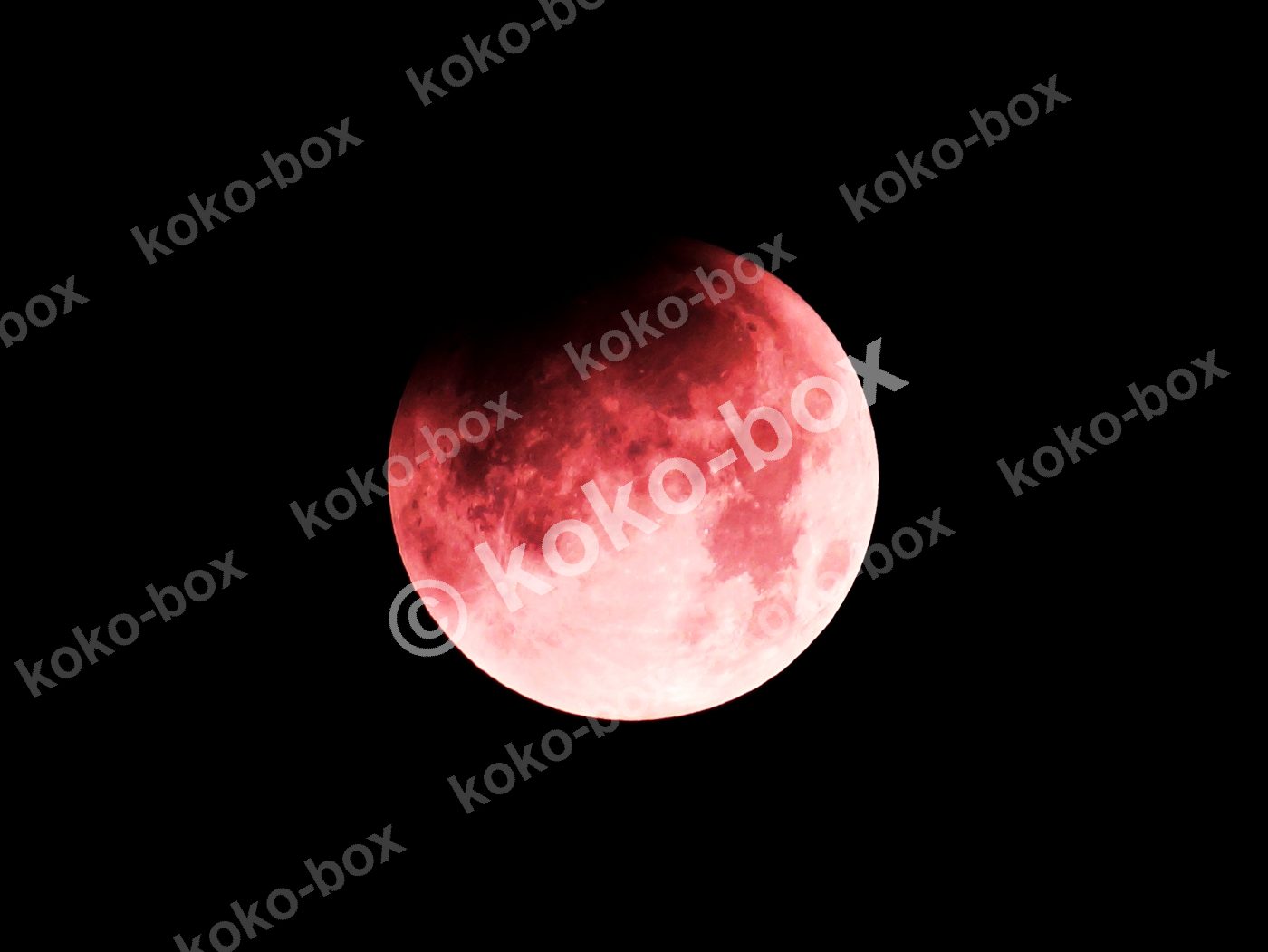 皆既月食が始まった赤い月 幻想的な天体 横位置写真素材