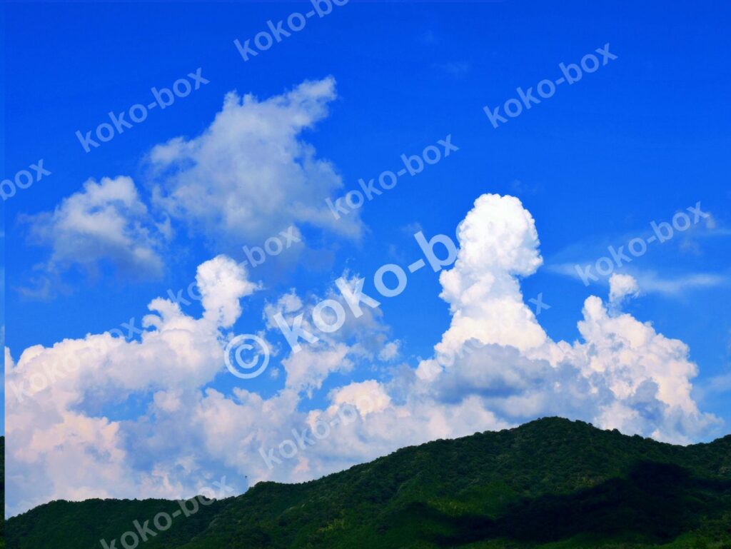 夏の青空と入道雲の風景写真素材
